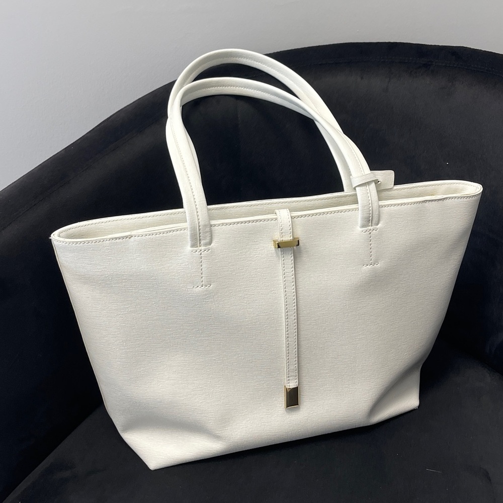 Vince Camuto White Leather Tote Bag